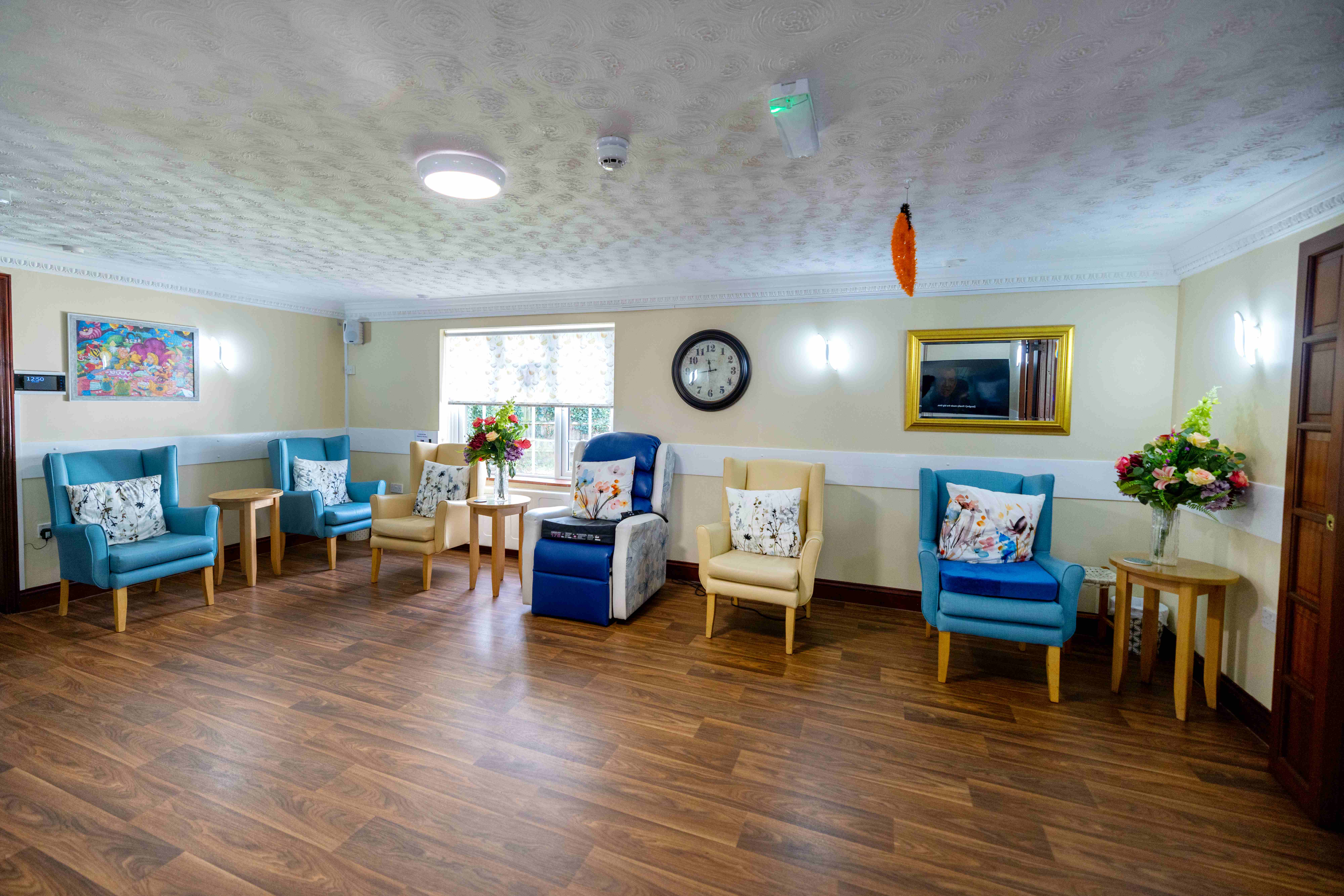 Spacious lounge area with modern furnishings